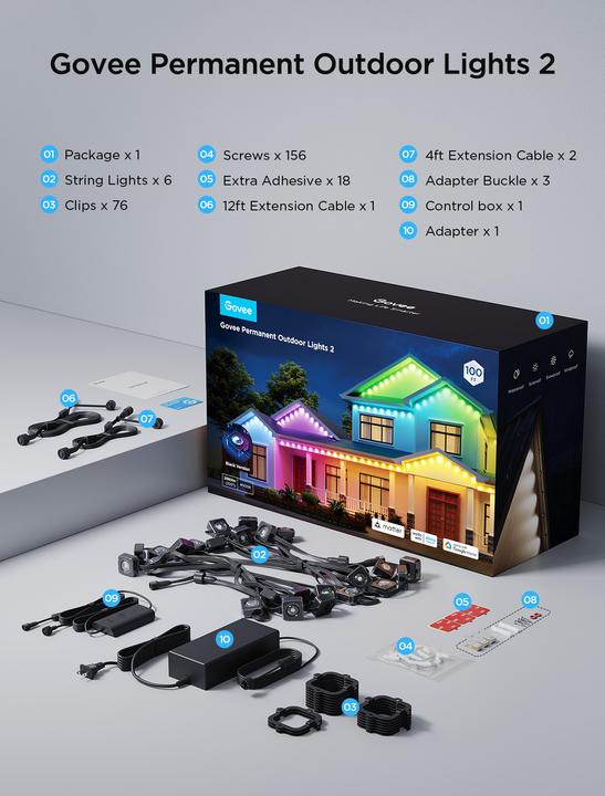 Produktbild Govee Permanent Outdoor Lights 2 - 30M (480 lm, IP65, IP67)