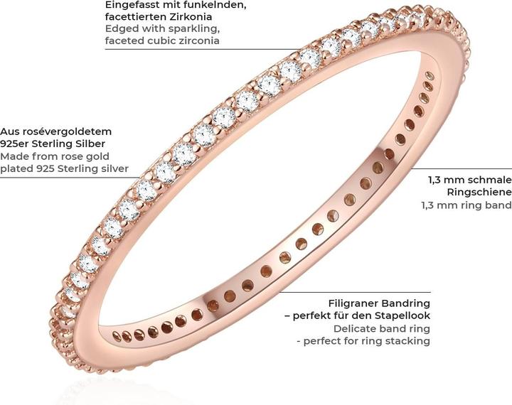 Produktbild Glanzstücke München Damen Sterling Silber Zirkonia roségold - 6098 (56, 925 Silber)