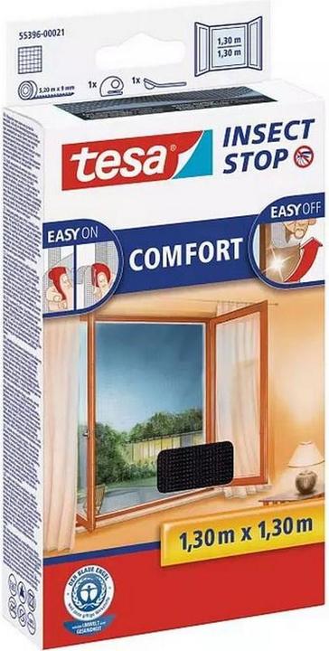 Produktbild tesa 2x Insektenschutz COMFORT für Fenster, mit Klettband, selbstklebend, ohne Bohren (130 x 130 cm)