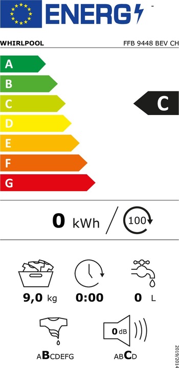 Label énergétique Whirlpool FFB 9448 BEV CH (9 kg, Gauche)