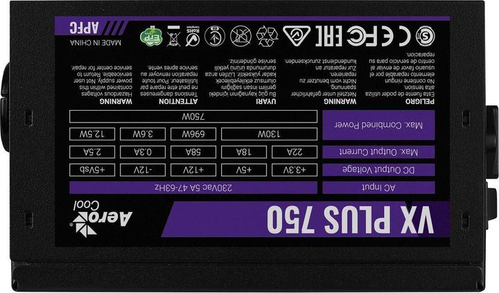 Produktbild AeroCool VX PLUS 750 - strømforsynin (750 W)