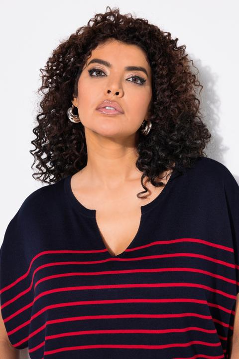 Immagine prodotto Ulla Popken Pullover dal taglio oversize a righe con taglio a mantella e scollo a girocollo (46, 48)