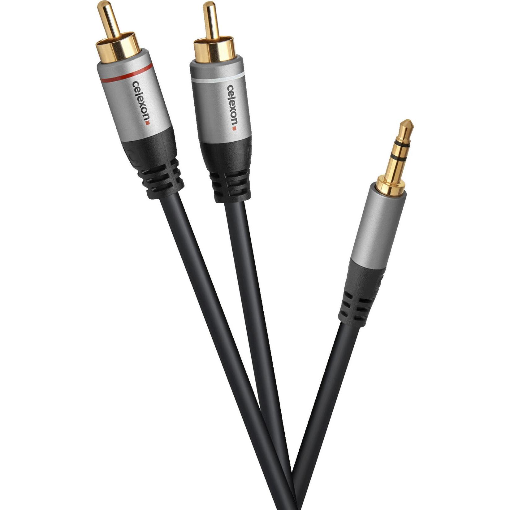 Celexon 2x Cinch auf 3,5mm Stereo Klinke Audiokabel 1,0m - Professional Line (1 m, Cinch), Audio Kabel