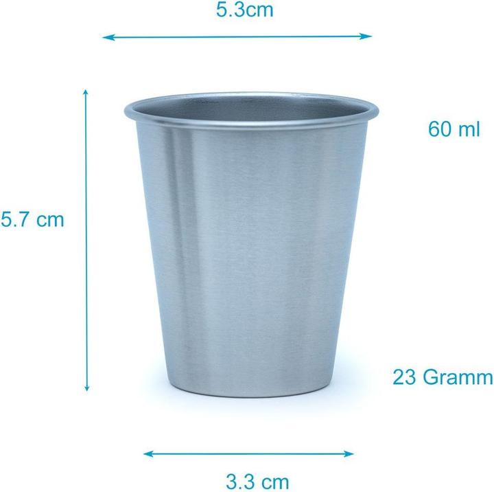 Actual product image Intirilife 5x Stackable Stainless Steel Mugs in 85 ml