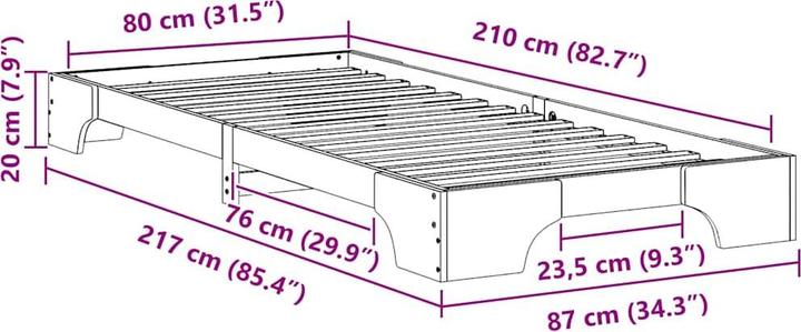 Produktbild vidaXL Bettgestell (80 x 210 cm)