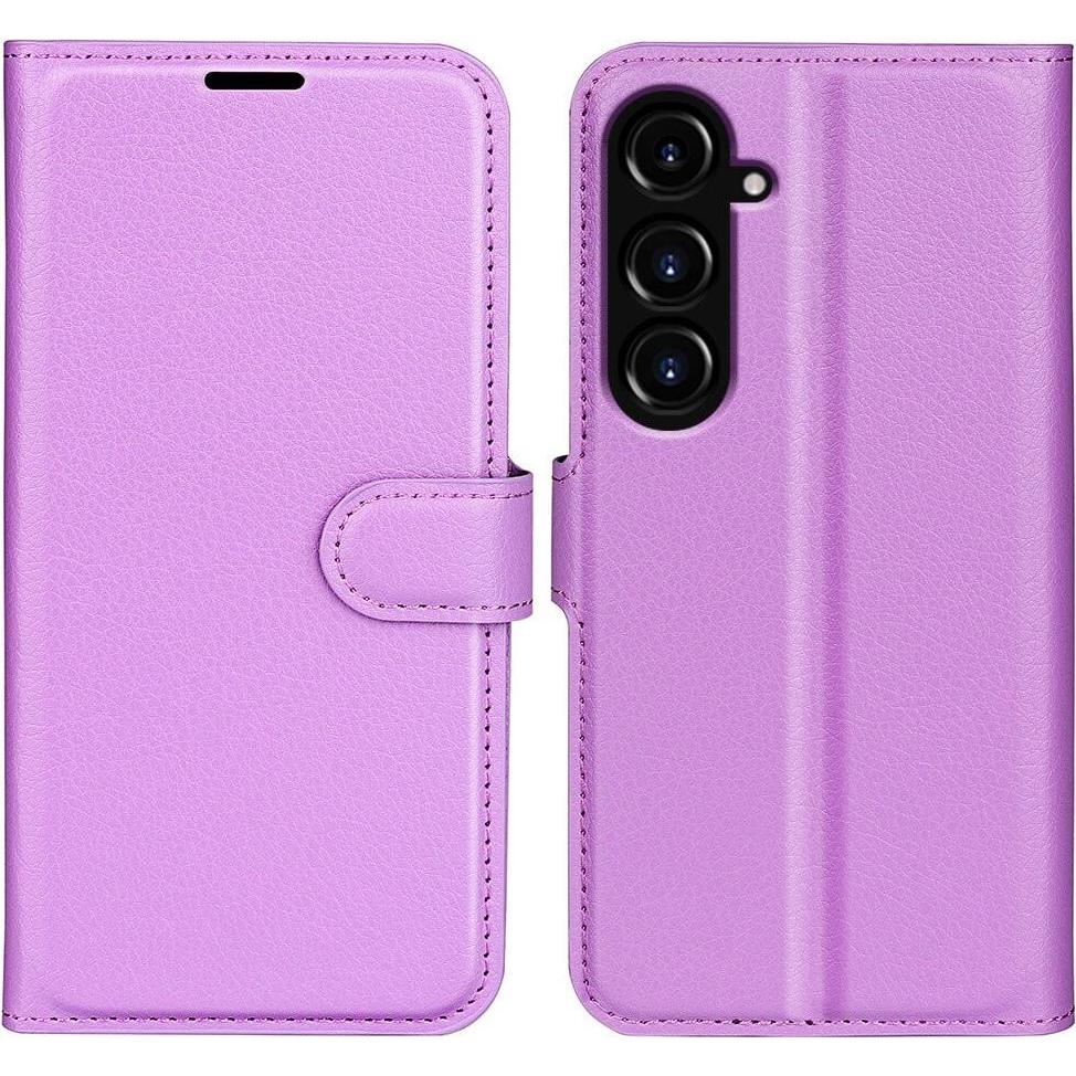 Cover-Discount Galaxy S23 FE - Leder Etui Hülle violett (Samsung Galaxy S23 FE), Smartphone Hülle, Violett