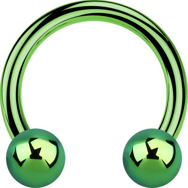 Produktbild Star Piercing Circular Barbell grün mit zwei Kugeln (Titan G23, ohne Messing)