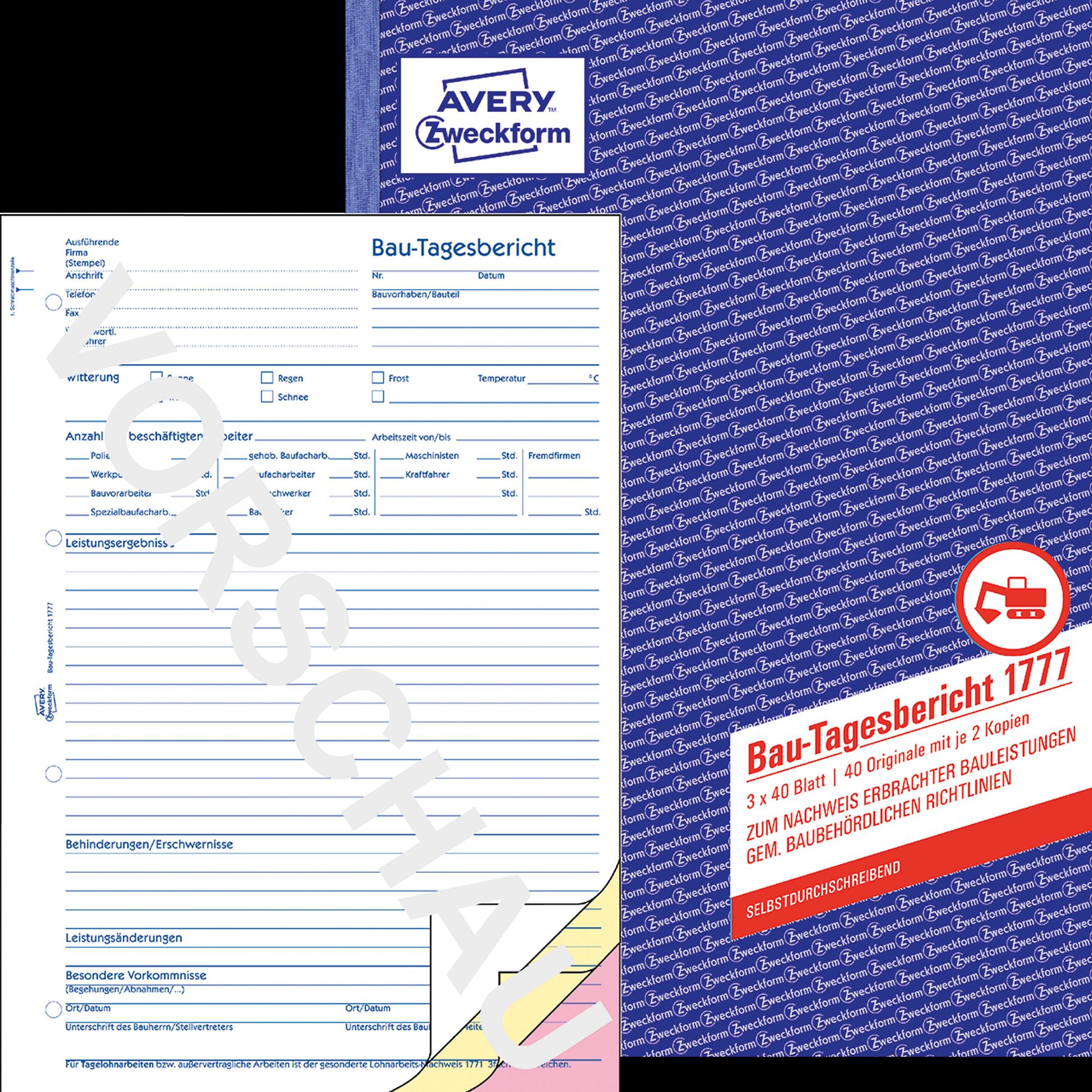 Avery, Formular, Bau-Tagesbericht (40 x)
