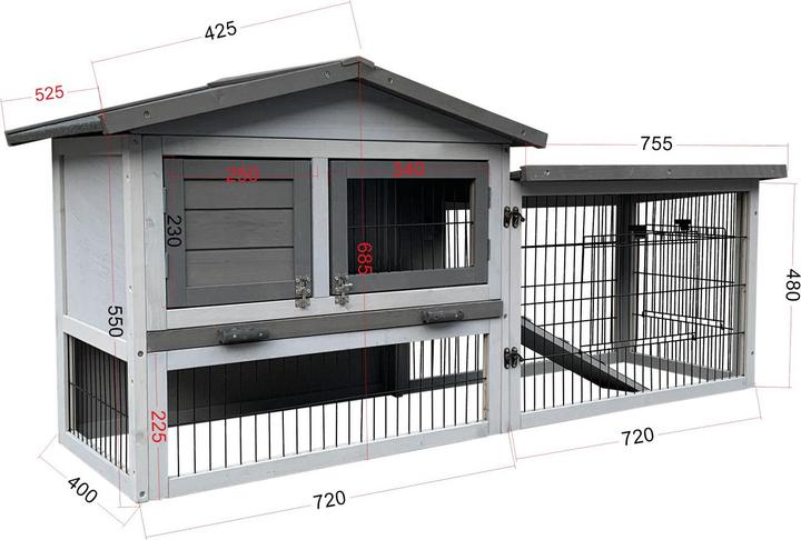 Produktbild Wiltec Hühnerstall 1440x525x685mm Freilauf Holz Hühnerhaus Kotwanne Freigehege