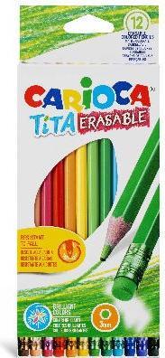 Actual product image Carioca Farveblyanter med viskelder, 3mm tip 12pcs. ass (3 mm, 12x)