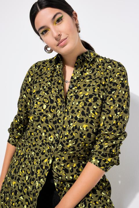 Actual product image Studio Untold Electric Leopard Print Long Sleeve Button Down Tunic Shirt (42, 44)