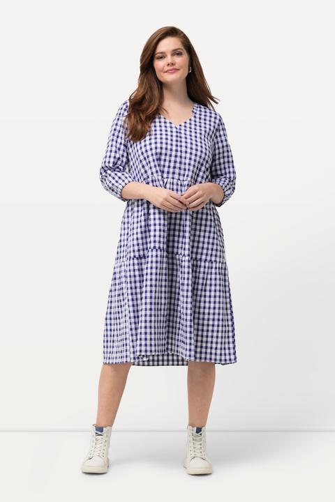 Produktbild Ulla Popken Tunika-Midikleid, Bubble-Qualität, V-Ausschnitt, 3/4-Arm (54)