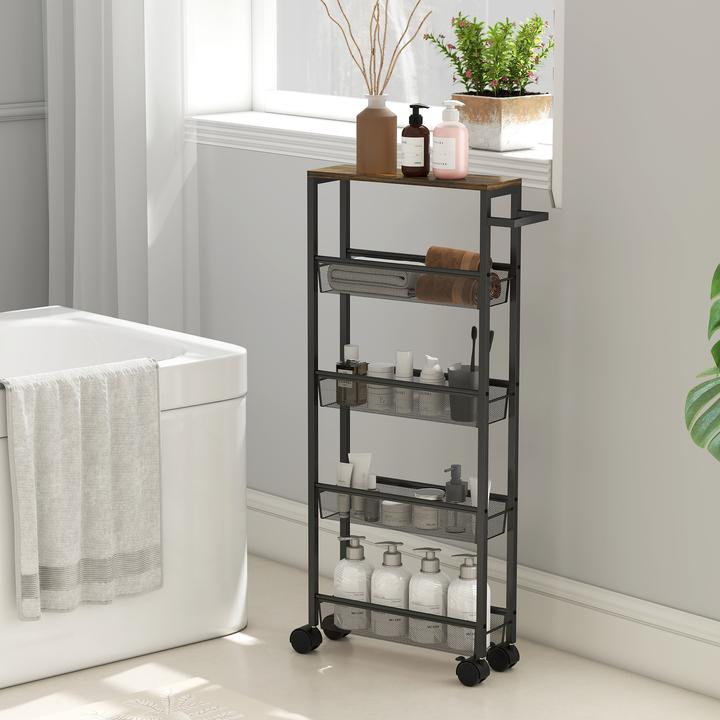 Produktbild Homcom Küchenwagen Metall, Spanplatte Schwarz
