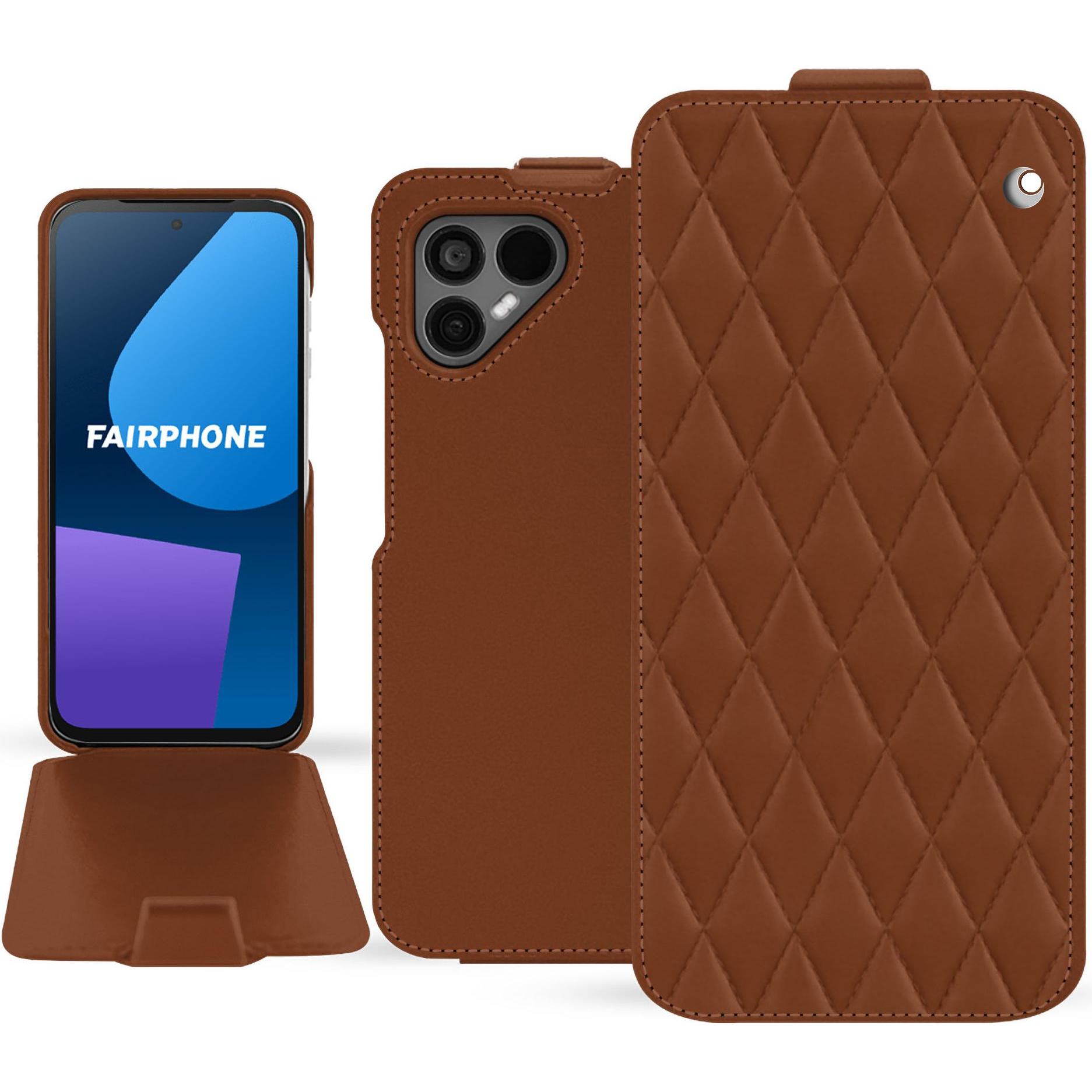 Noreve Lederschutzhülle vertikal (OnePlus 5), Smartphone Hülle, Braun