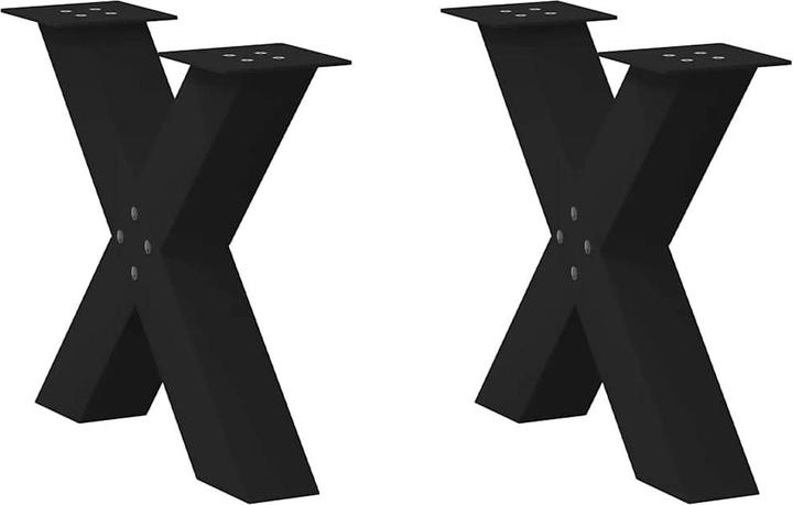 vidaXL Pieds de table basse en X 2 pcs Noir 50x(42-43) cm Pied de table en acier