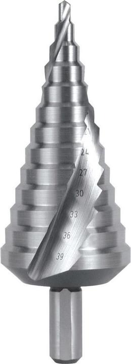 Actual product image Ruko Step drill Drilling range 4 - 39 mm HSS-Co5 spiral fluted Number of flutes 2 Number of steps 12 (4 - 39 mm)