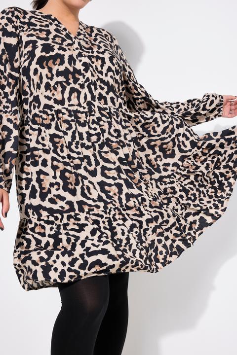 Actual product image Studio Untold Leopard Print Flounce Panel Dress (50, 52)