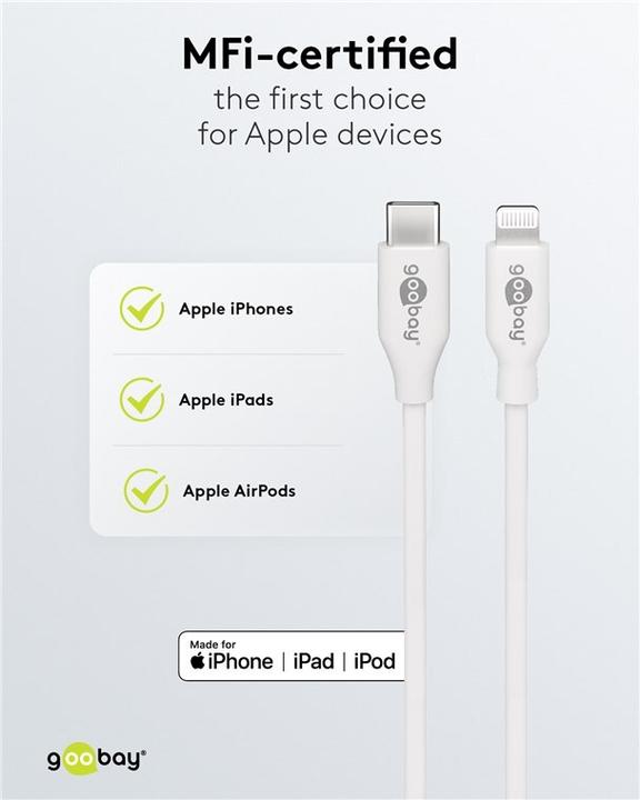 Image du produit Goobay USB C – Lightning (0.50 m, USB 3.0, 7.50 W)