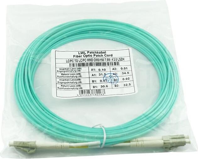 Actual product image BlueOptics Corning 050502T512000010M compatible LC-LC multimode OM3 patch cable 10 metres (10 m)