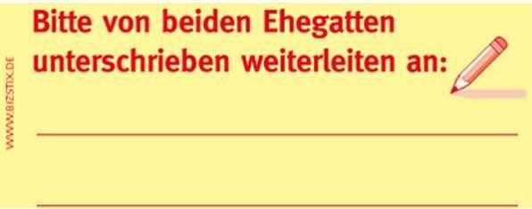 Actual product image Bizstix Note "Please forward signed by both spouses to". (35 x 75 mm)