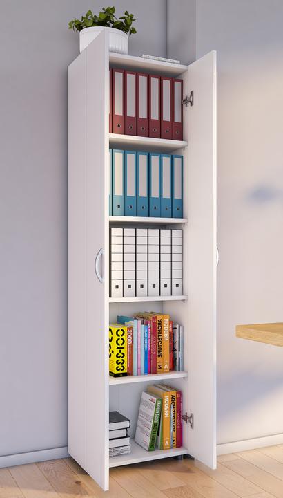 Produktbild VCM Büroschrank Bücher Ordner Aktenschrank Büromöbel Schrank Ulas 5-fach Drehtüren (49 x 34 x 178 cm)