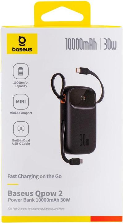 Actual product image Baseus Powerbank QPow 2 10000mAh 30W 2xUSB-C (black) (10000 mAh, 30 W, 37 Wh)