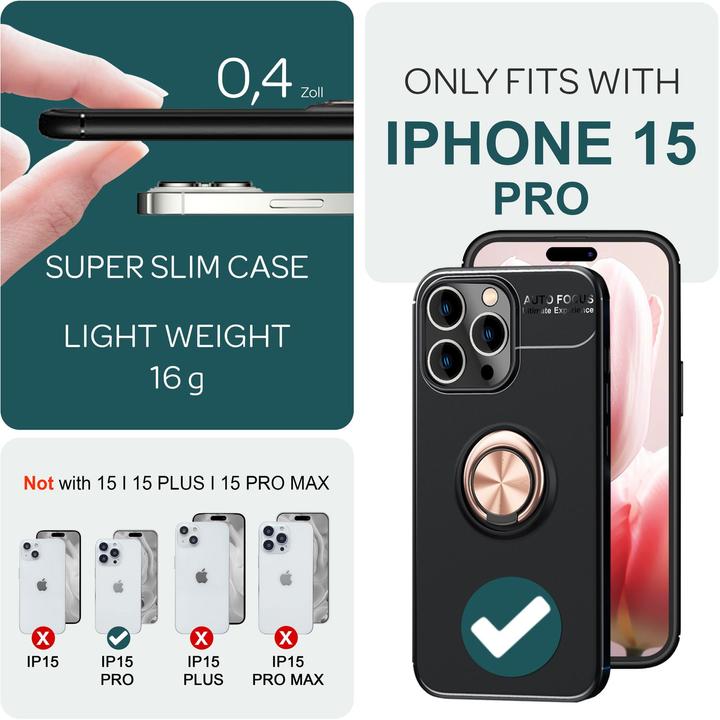 Produktbild Nalia Matte Ring Silikon Hülle (Apple iPhone 15 Pro)