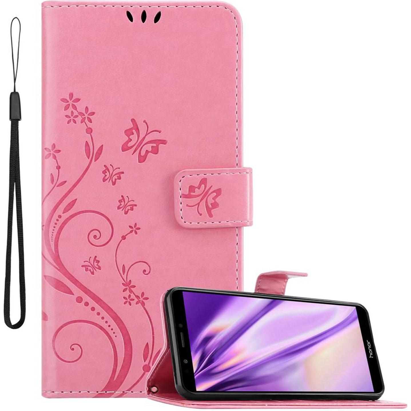 Cadorabo Flower Book Cover (Honor 7c), Smartphone Hülle, Rosa