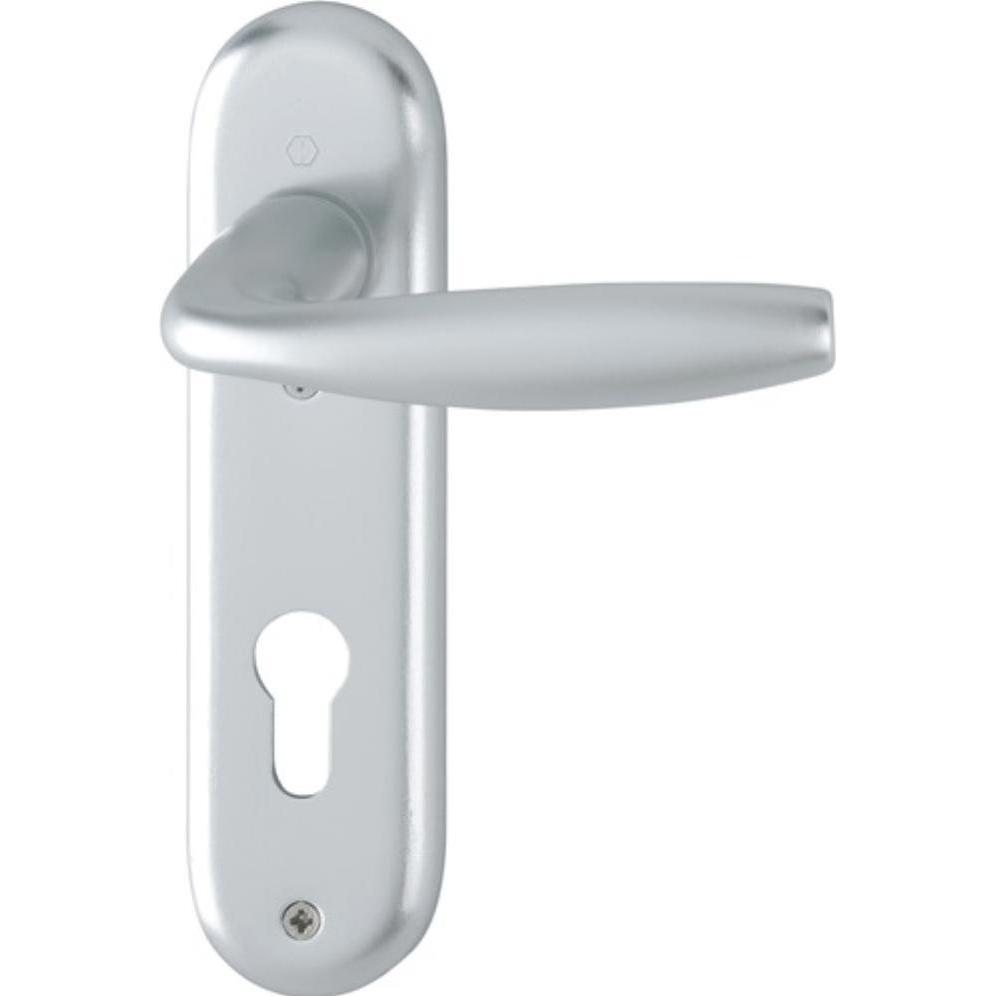 Hoppe, Türgriff + Fenstergriff, Kurzschildgarnitur New York 1810/273KP Aluminium F1 PZ abgerundet Drückergarnitur (Türga...