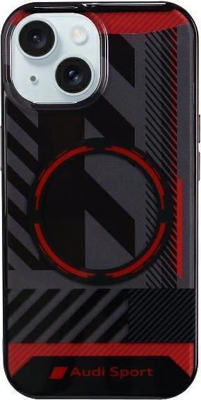 Actual product image Audi IML Sport MagSafe Case iPhone 15 / 14 / 13 6.1" czarny/black hardcase AU-IMLMIP15-RSQ/D2-BK (Apple iPhone 15)