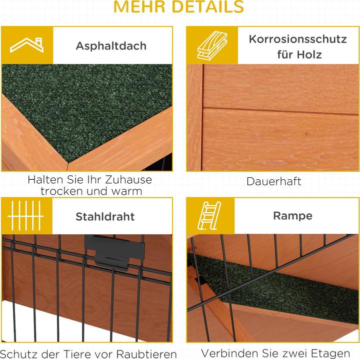 Image du produit PawHut Kaninchenstall Tannenholz, Stahl Orange