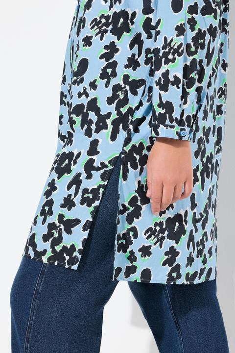 Produktbild Ulla Popken Longbluse, Blüten, A-Linie, Hemdkragen, Langarm (42, 44)