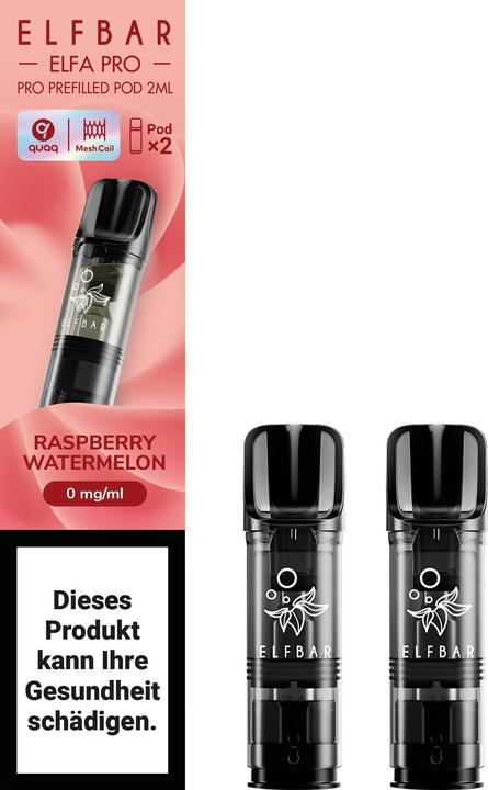 Image du produit Elfbar Elfa Pro - 2 x 2ml Pods (0mg) Raspberry Watermelon (Framboise, Pastèque)