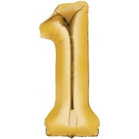 Thumbnail - Partydeco Alu-Ball Ziffer "1" Gold