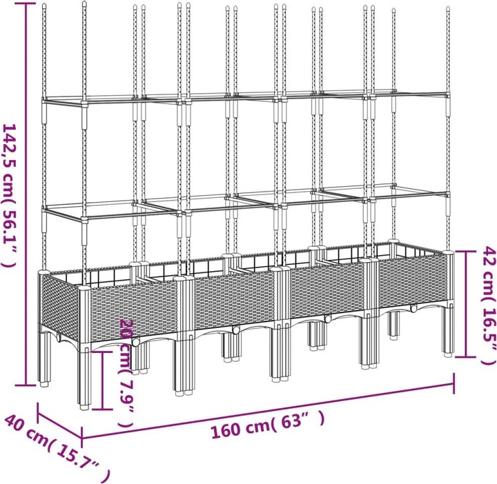 Actual product image VidaXL Planter with trellis PP