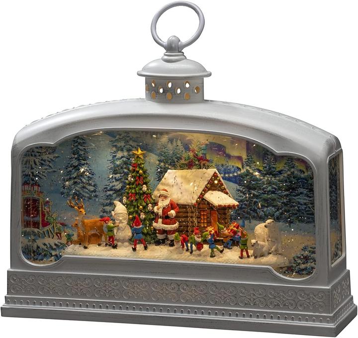 Konstsmide Globo di Neve con Scena di Villaggio di Babbo Natale e Renne