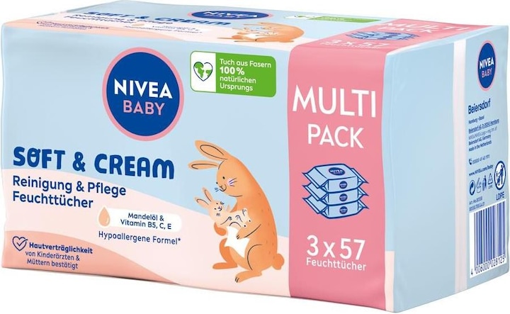 Produktbild NIVEA Soft & Cream Feuchttücher Trio (171 Stück)