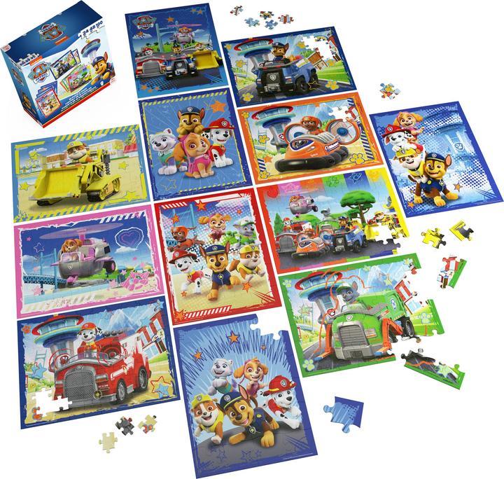 Immagine prodotto Spin Master PAW Patrol, confezione da 12 puzzle da 24, 48 e 100 pezzi, Chase, Marshall, Skye, Everest, Rubble, Z