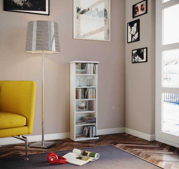 Produktbild VCM Holz CD DVD Stand Regal Vetro mit Glastür (31 x 18 x 92 cm)