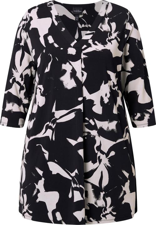 Immagine prodotto Ulla Popken Maglia dal taglio svasato in tessuto fluente con scollo a V e maniche a 3/4 (58)