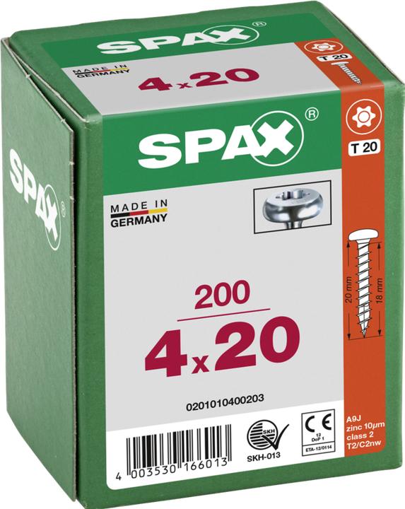 Actual product image Spax Half-Round Head T-Star Plus T20 Fully Threaded Wirox (200 Screws per piece)