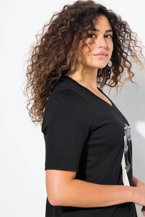 Produktbild Ulla Popken T-Shirt, Blüten, Classic, V-Ausschnitt, Halbarm (42, 44)