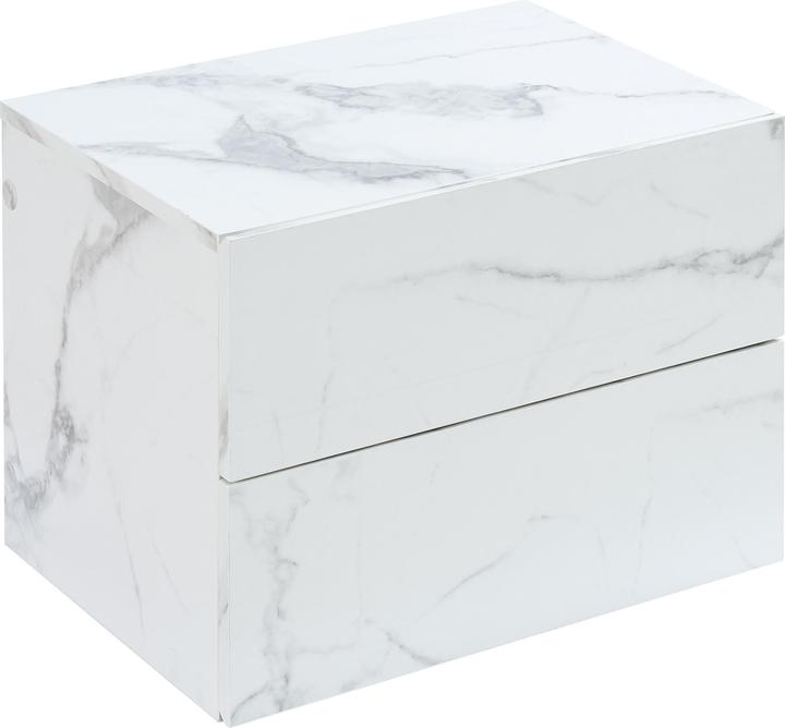 Produktbild En.Casa Nachttisch hängend Ampfing mit 2 Schubladen Marmoroptik, weiss (40 x 29 x 30 cm)