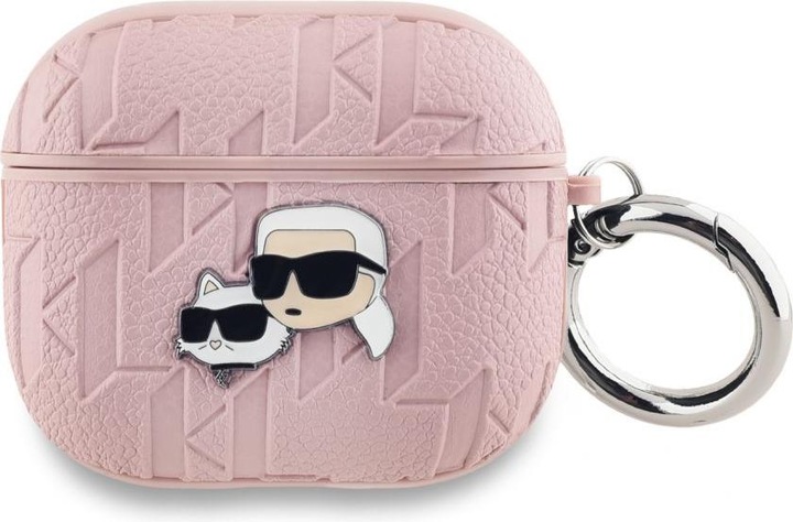 Actual product image Karl Lagerfeld KLA3PGKCPP AirPods 3 cover różowy/pink Monogram Karl & Choupette Head (Headphone sleeve)