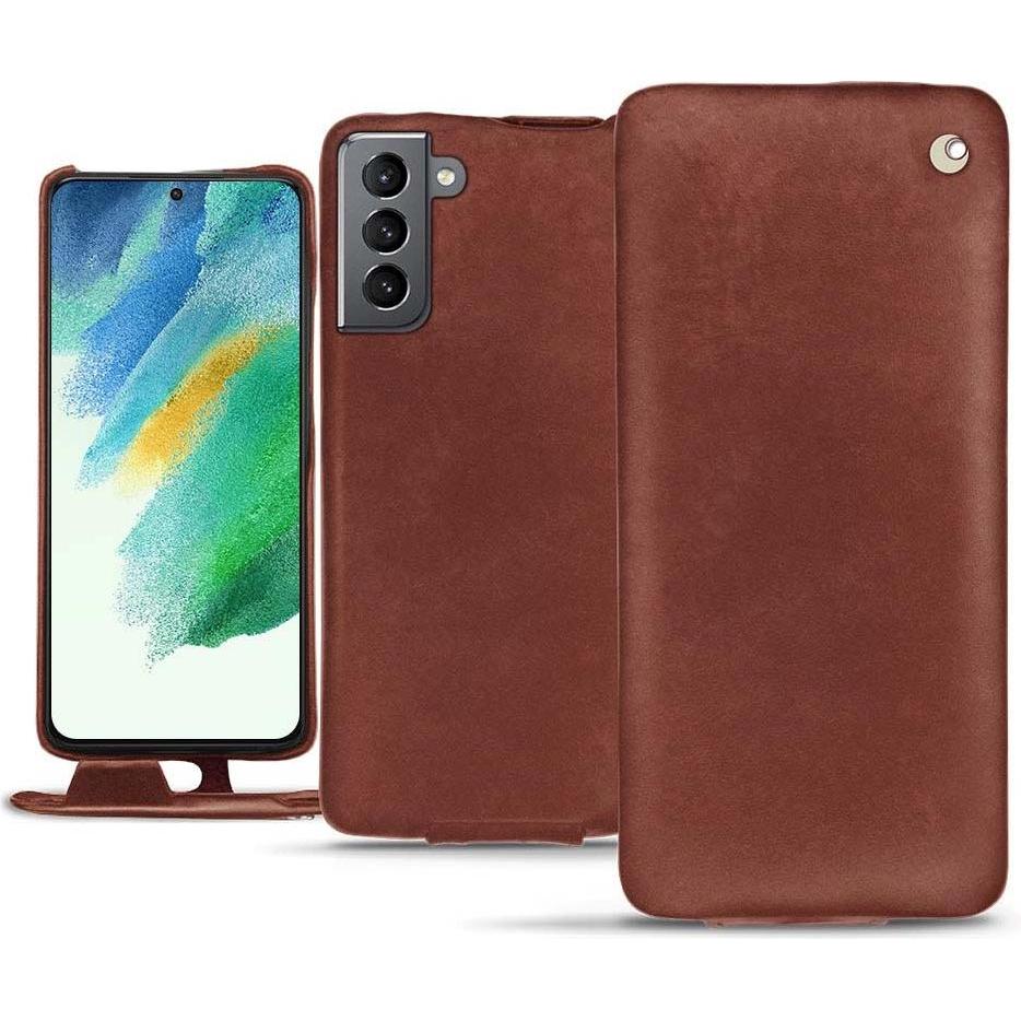 Noreve Lederschutzhülle vertikal (Samsung Galaxy S21 FE), Smartphone Hülle, Rot