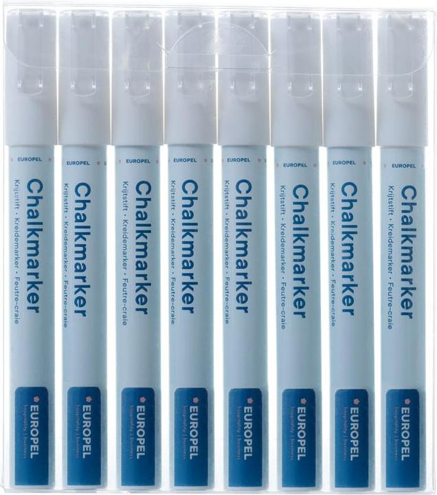 Immagine prodotto Europel Pennarello a gesso da 3 mm, confezione da 8, bianco (Bianco, 3 mm, 8 x)