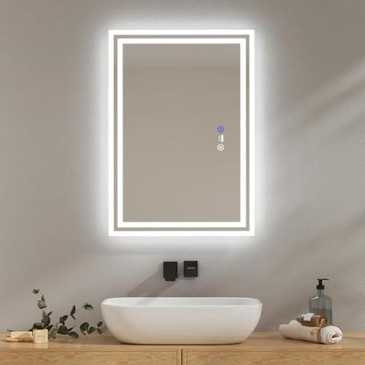 Emke Motion Sensor LED Bathroom Mirror with Anti-Condensation and 3 Dimmable Light Colors (50 x 70 cm)