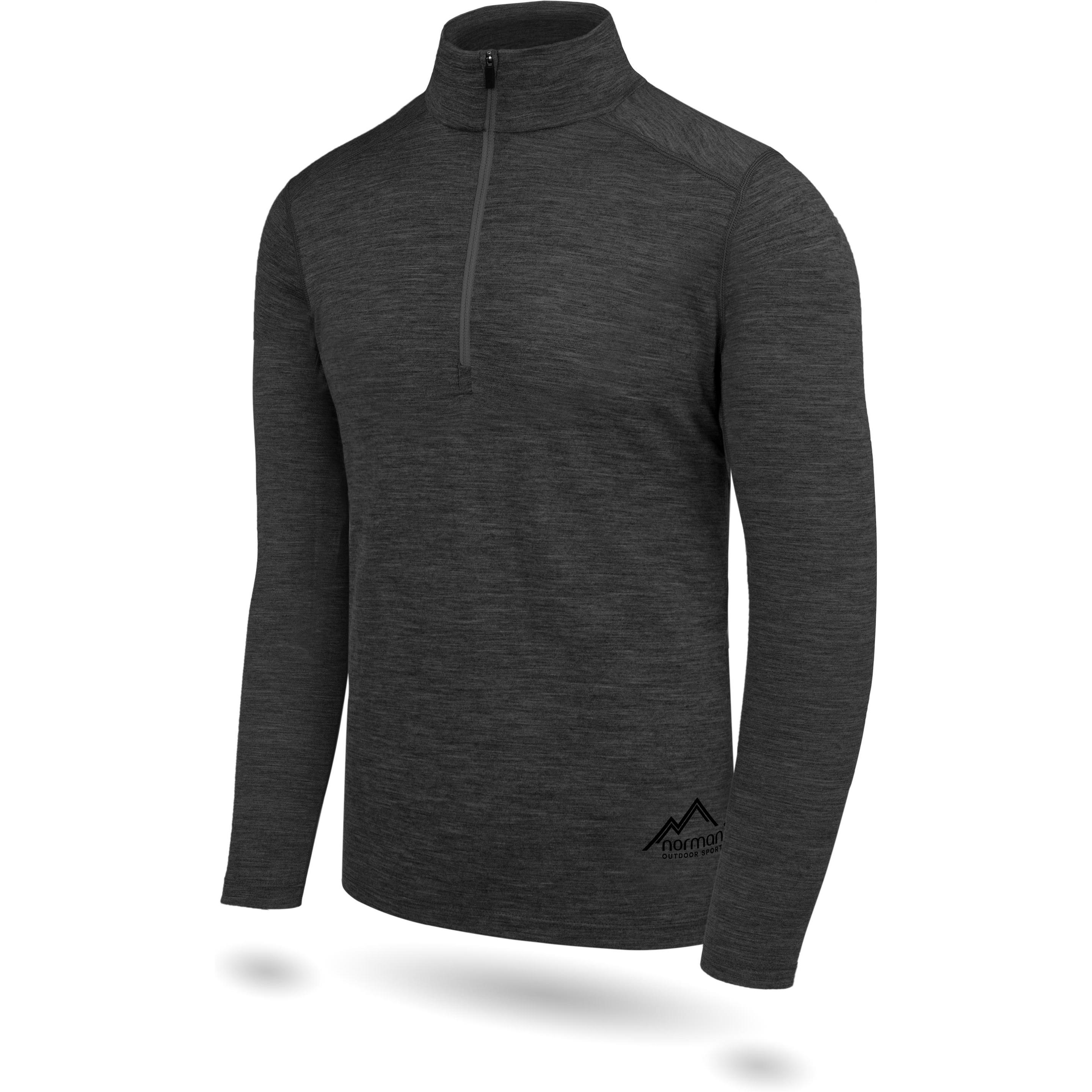 Thumbnail - Normani, Herren, Pullover, Herren Merino Langarm mit 1/4 Zipper Canberra - 1583, Grau, (6XL)