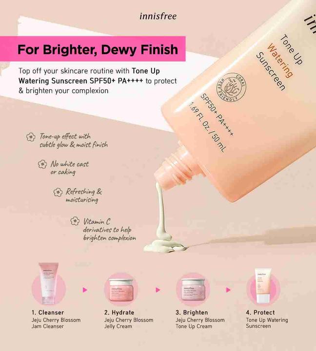Produktbild Innisfree Tone Up Watering Sunscreen SPF 50 (Sonnencreme Gesicht, SPF 50+, 50 ml)