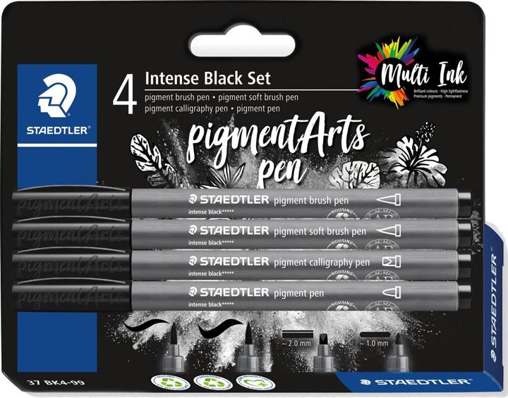 Produktbild Staedtler Fasermaler Pigment Arts Brush Pen Intense Black (4x)